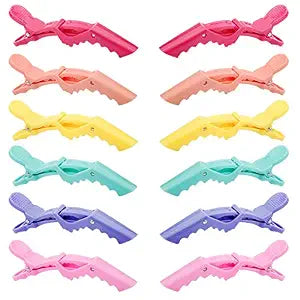 GLAMFIELDS 12 pcs Alligator Hair Clips for Styling Sectioning, Non-slip Grip Clips for Hair Cutting, Durable Women Professional Plastic Salon Hairclip with Wide Teeth & Double-Hinged Design
