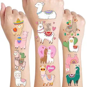 96 PCS Llama Temporary Tattoos Pre-Cut for Kids Girls Boys
