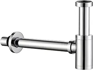 Bottle P Trap 1-1/4 Bathroom Brass Sink Drain Stopper, Lavatory Adjustable Basin Sink Waste Drain P-Trap Plumbing Kit, General US/CA Standard, Smooth Chrome