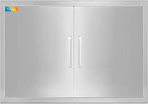Treshin Outdoor Kitchen Doors 28" W x 21" H - Stainless Steel Double Door with Magnetic Closure, Durable and Easy to Clean BBQ Access Door - Perfect for Outdoor Kitchens, BBQ Islands