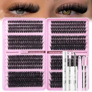 80D+100D Fluffy Lash Clusters Kit, Volume Eyelash Clusters Kit 8-18mm