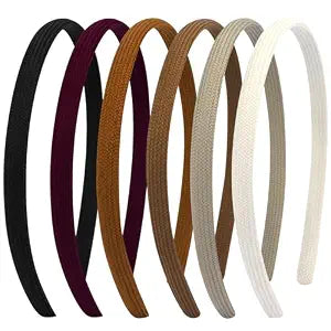 6Pcs Thin Headbands For Women Girls No Headache Pressure Comfortable Headbands for Women Non Slip Fabric Skinny Narrow Hairbands Head Bands for Women's Hair Accessories (Natural Color)
