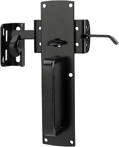 Hillmaster Self-Closing Thumb Gate Latch - Heavy Duty for Wooden, Metal & Vinyl Fences - Black Finish