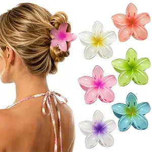 Hawaiian Flower Hair Clips for Women, Colorful Summer Flower Claw Clips Set