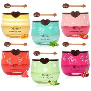 6 PCS Bee Lip Balm Honey Pot,Moisturizing Honey Lip Mask Lip Balm,Teacher Appreciation Gifts,Birthday Gifts for Women Girls,Honey Lip Balm Lip Mask,Propolis Lip Sleeping Mask