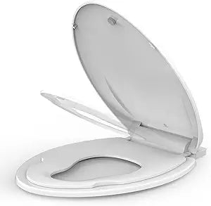 GarveeTech Elongated Toilet Seat with Built-in Toddler Seat & Slow Close - Potty Training Toilet Seat for Adult and Child, Magnetic Hinge, Safe PP Material, Easy to Clean, White
