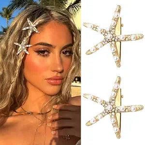 Starfish Hair Clips Bridal Sea Star Pearl Hair Barrette Mermaid Accessories