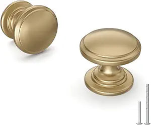 homdiy 20 Pack Champagne Bronze Cabinet Knobs Gold Round Drawer Knob for Kitchen Cabinets Dresser Drawers Pulls Zinc Hardware Handle