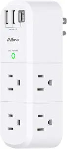 Outlet Extender with Rotating Plug, Surge Protector 6 AC Multi Plug Outlets