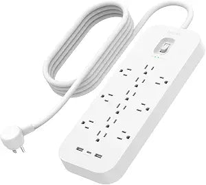 Belkin 12-Outlet Surge Protector Power Strip, 3480J, USB A & USB C Ports