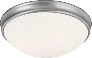 Capital Lighting 2034MN Hansen White Glass Flush Ceiling Light Fixture, 3-Light 180 Total Watts, 5" H x 14" W, Matte Nickel