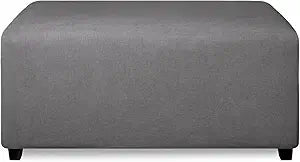 PureFit Super Stretch Soft Form Fit Ottoman Cover Rectangle - Ottoman Slipcovers for Foot Stool & Folding Storage Furniture for Living Room with Nonslip Elastic BottomLarge, Gray