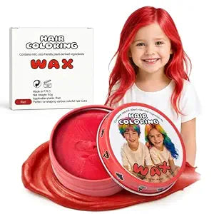 Temporary Red Hair Color Wax for Kids, Washable Hair Dye for Girls Boys Teens Women Men, Instant Styling Wax for DIY Coloring, Halloween Cosplay Parties