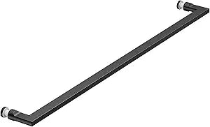 Ranbo 24 Inch Shower Glass Door Towel Bar Handle, Modern Rectangular Tube Design, 304 Stainless Steel, Suitable for 612 mm (1/4''1/2'') Thick Glass, Matte Black