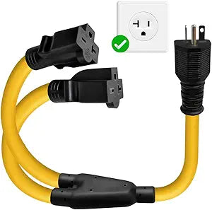 NEMA 6-20P to 6-20R/6-15R Y Splitter Extension Cord, 20 Amp 250 Volt 5000W Heavy Duty 10 AWG, 6-20P to Dual 6-20R T-Blade Adapter for Air Conditioner Monitor Servers Data Centers Power Tools