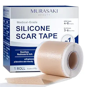 Silicone Scar Sheets for Surgical Scars, 1.6″ x 60″ Roll, Medical Grade Silicone Scar Tape for C-Section, Keloid & Hypertrophic Scars, Reusable Scar Strip, 1 Pack