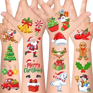 Christmas Temporary Tattoos For Kids, Xmas Party Favors