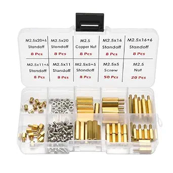 iUniker 134 Pcs for Raspberry Pi Standoffs M2.5 Spacers Screws Nut Brass Standoff Screws Kit with Box for Raspberry Pi, Pi 5, PCB Boards, M.2 NVMe Ssd PCIe Board Kit