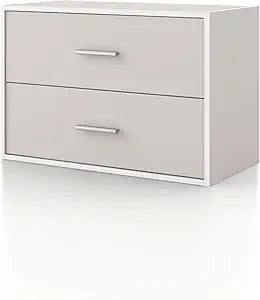 Homes: Inside + Out Apexa 2-Drawer Wooden Stackable Storage Drawers, Small Food Pantry Cabinet, Cajonera De Madera, Underbed Drawer Dorm Teen Room Decor & Bedroom, Home Office, Kitchen, Taupe Grey