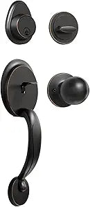 KIAYACI Front Door Lock Set Door Lock Set Door Handle Set with Deadbolt Oil-Rubbed Bronze Exterior Door Lock Set with Deadbolt Locks for Doors Antique Door Handle, Single Door (A-SJ01075-KIA-USAM021)