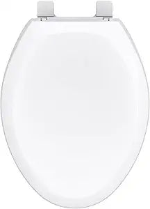 Gerber Elongated Toilet Seat with Cover, Soft Close, No Slam, Quick & Easy Install, Heavy-Duty Plastic, Adjustable Fit for Standard Elongated Toilets, Durable & Fade-Resistant, White G0099213