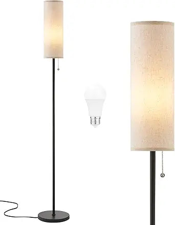 Ambimall 64" Floor Lamp with 9W LED Bulb & Beige Lampshade