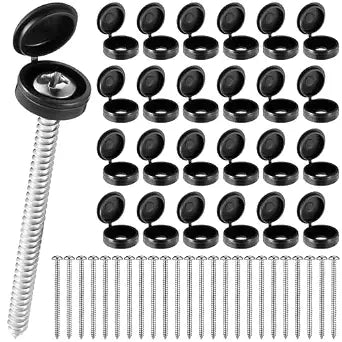 Zhengmy 24 Set Shutter Fasteners Screws Caps, 3 Inch 304SS, Black