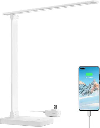 Lepro LED Desk Lamp with USB Charging Port for Dorm Room, 700LM 9.5W, White