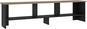 Tuhome Belga 65" TV Stand with 4 Open Shelves, Modern Media Console for Living Room Entertainment Storage, Natural Oak/Wenge
