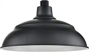ML Lighting | R Series Collection | Shade Only | RALWHS14-SB | Outdoor or Indoor 14" Aluminum Warehouse Shade in Satin Black | Pendant or Sconce Compatible