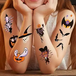 Halloween Temporary Tattoos for Kids, 30 Individual Sheets