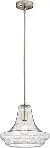 Kichler Everly 11.25" 1 Light Trumpet Pendant Clear Seeded Glass Brushed Nickel