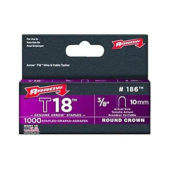 Arrow Fastener 186 3/8" T18 Staples 1,000 Count