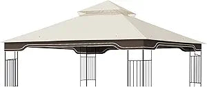 Replacement Gazebo Canopy, 10 x 12 FT Durable Outdoor Roof Cover  Fits Regency II Patio Gazebo L-GZ798PST, A101004104, A101004105 (Beige)