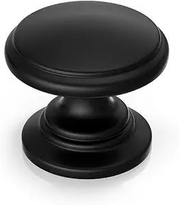 Goldenwarm 25 Pack Cabinet Knobs Black Cabinet Knobs Round Black Drawer Pulls Zinc Alloy Hardware for Dresser Drawer 1-1/5 Inch Diameter