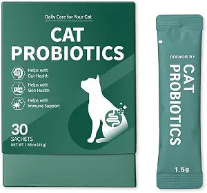 Doctor By Cat Probiotics - 100 Billion CFU High-Potency Formula, Daily Digestive & Immune Support Supplement for Cats, 30 Sachets (1.59 oz)