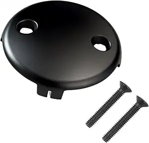Two-Hole Bathtub Overflow Drain Cover, 81mm (3.18 inch) Diameter with 48mm Hole Spacing, Zinc Allo Cover with 2 Screws for Standard Tub (sub-Black)