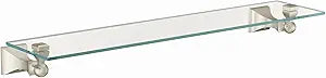Moen DN8390BN Retreat 22-Inch Wide x 5-Inch Deep Decorative Glass Bathroom Vanity Shelf, Brushed Nickel