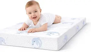 Pack and Play Mattress,Breathable Dual Sided Firm & Soft Memory Foam Pack N Play Mattresses,Baby 38"X26" Mattress for Pack N Play with Removable Cover (White)