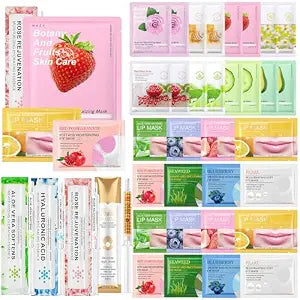 Gifts for Women Face Mask Skin Care Set 36 Pcs Teens Girl Gifts Moisturize,Hydrate Face Mask Set Spa Gift Set Self Care Valentines Mothers Day Birthday ( Face Masks, Lip & Eye Patches, Face Essense)