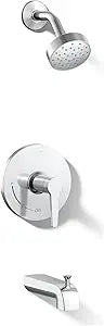 KOHLER K-TS97074-4G-CP Pitch Bath and Shower Trim Kit, Single-Function Showerhead, Diverter Bath Spout and Faceplace with Handle, 1.75 GPM, Polished Chrome