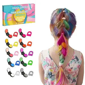 HAIOLORPRO 10PCS Hair Chalk for Girls, Temporary Hair Color Washable
