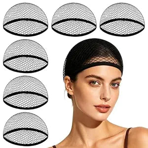MEEZY 6 Pcs Black Mesh Wig Caps for Women, Closed-End Fishnet Wig Cap Bulk Liner Weaving Hair Net for Women Men Halloween Cosplay Costume Dating Concerts Bachelorette Party