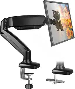 BFTOU Black Single Monitor Arm Adjustable Stand Monitor Mount up to 32 inches and 17.6 lbs, Computer Desk Mount with Clamp and Grommet Base