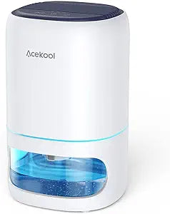 Acekool 35oz Dehumidifier Small Dehumidifier 2 in 1 with 7 Colorful Lights, Low Energy Portable Small Air Dehumidifiers for Home Bedroom Bathroom, Auto-off & Timer Function, Ultra Quiet 25dB, White