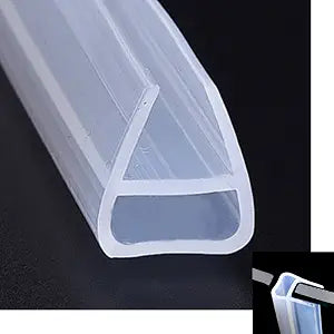 Frameless Shower Door Bottom Seal U-Type Door Sweep Stop Shower Leaking with Drip Rail for 3/8"(10mm) Glass,78"(2000mm) Length
