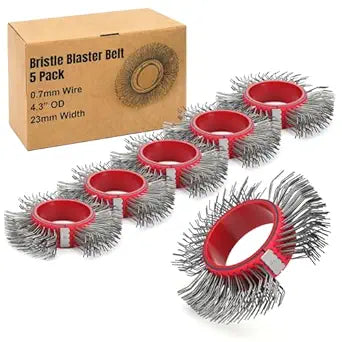 5 Pcs Abrasive Wire Wheel Belts Blaster Clearing Metal Replacement Coarse Rust Removal Blasting Tool for Surface Preparation (0.7mm Carbon Spring Steel, a Box with Five Belts)