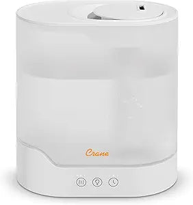 Crane 0.7 Gallon Top Fill Cool Mist Humidifier and Aroma Diffuser, with Color-Changing Night Light and Aroma Diffuser Function, Humidifier For Bedroom, Office or Nursery