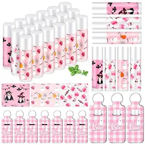 18 Set/36 Pcs Halloween Party Favors Lip Balms and Holder, Pink