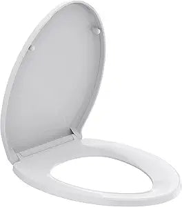 R&T Elongated Toilet Seat B1098, Heavy-Duty up to 440 lbs, Slow Close, Non Slip and Easy to Keep Clean, Easy to Install, White Premium PP Material